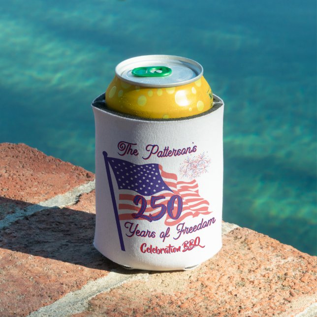 250 Fourth of July Patriotic BBQ  Script Can Cooler (In Situ Pool)