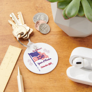 250 Fourth of July Patriotic BBQ Script Key Ring