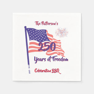 250 Fourth of July Patriotic BBQ Script Napkin