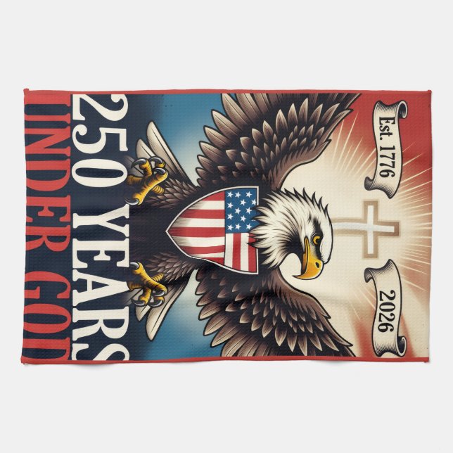 250 Independence Eagle Emblem Banner Tea Towel (Horizontal)