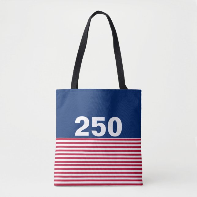 250 Red White and Blue USA Anniversary Tote Bag (Front)