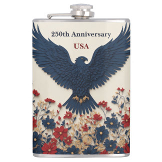 250 USA Anniversary Bald Eagle Patriotic American Hip Flask
