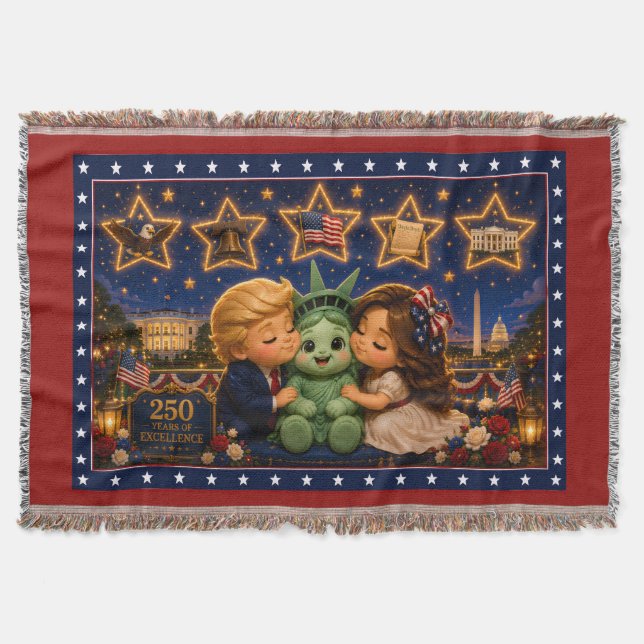 250 USA Celebration Semiquincentennial 1776 Throw Blanket (Front)