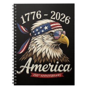 250 Year America 1776 2026 Eagle Vintage Notebook