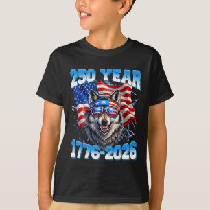 250 Year American 1776 2026 250th Wolf Patriotic 4 T-Shirt
