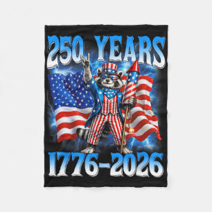 250 Year American 250th Anniversary Usa Racoon 4t Fleece Blanket