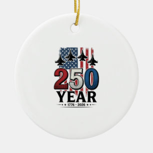 250 Year Patriotic Jet Vintage Engraving Shirt Des Ceramic Tree Decoration
