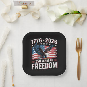 250 Years 1776 2026 250th 4th July Paper Plate