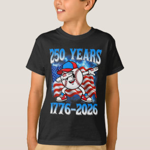 250 Years 1776 2026 250th Baseball American Flag 4 T-Shirt