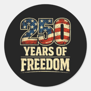 250 Years 1776-2026 250th Birthday Anniversary USA Classic Round Sticker