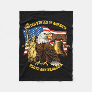 250 Years 1776-2026 250th Birthday Eagle Liberty Fleece Blanket