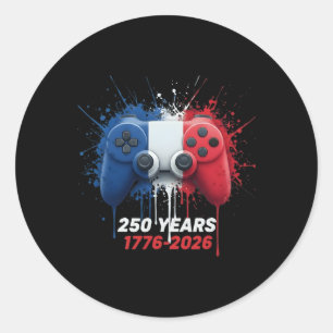 250 Years 1776-2026 250th Birthday Gaming Gamer Vi Classic Round Sticker