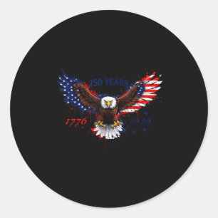 250 years 1776–2026 american eagle patriotic flag  classic round sticker