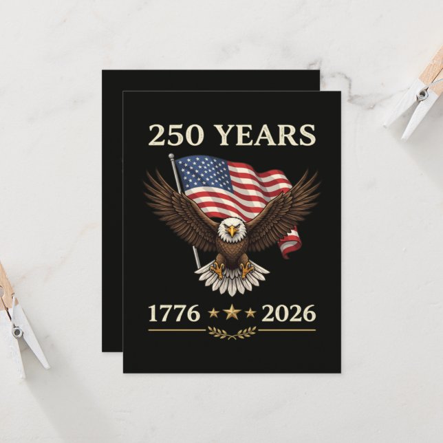 250 Years 1776 2026 Eagle American Flag Invitation (Front/Back In Situ)