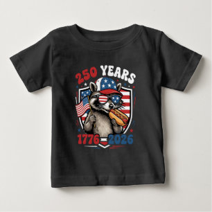 250 years 1776 2026 patriotic racoon usa independ baby T-Shirt