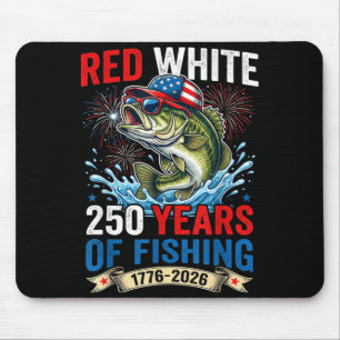 250 years 1776-2026 patriotic red white & bass mouse pad