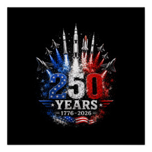 250 Years 1776–2026 Patriotic Sky Celebration Free Poster