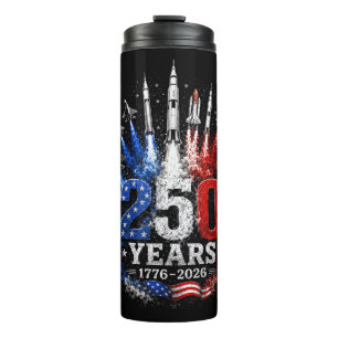 250 Years 1776–2026 Patriotic Sky Celebration Free Thermal Tumbler
