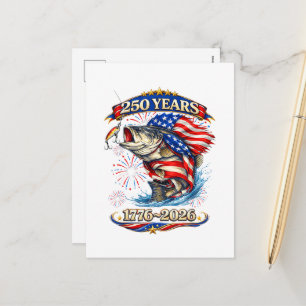 250 Years 1776-2026 Trout Fishing Holiday Postcard