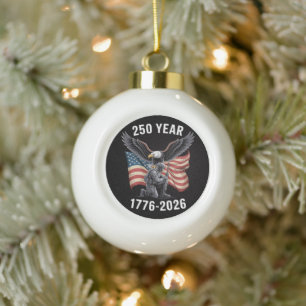 250 Years 250th Anniversary USA 4th July Ceramic Ball Christmas Ornament