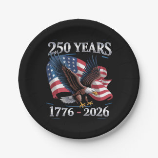 250 Years 4th Of July Eagle USA Flag 1776 2026 Paper Plate