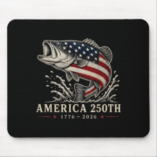 250 Years Aamerica 1776 2026 Fishing Usa Flag Mouse Pad