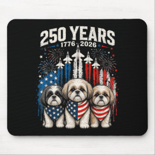 250 Years Aamerica Shih Tzu Patriotic Usa Dom 4th Mouse Pad