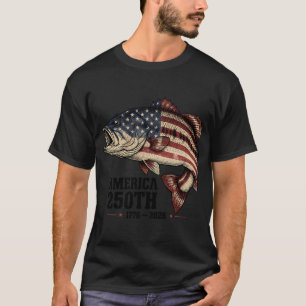 250 Years America 1776 2026 Fishing USA Flag 250th T-Shirt