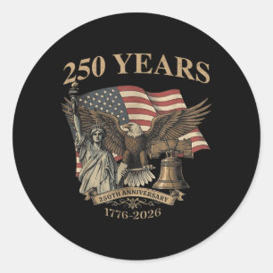 250 Years America 1776-2026 Liberty Eagle USA Flag Classic Round Sticker