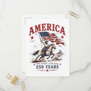 250 Years America 1776 2026 Patriotic Cowboy Invitation Postcard