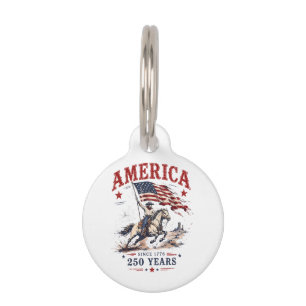 250 Years America 1776 2026 Patriotic Cowboy Pet Tag