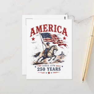 250 Years America 1776 2026 Patriotic Cowboy Postcard