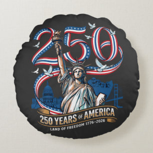 250 Years America Anniversary 1776 2026 Round Cushion