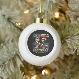 250 Years America Anniversary 250th Trump Ceramic Ball Christmas Ornament
