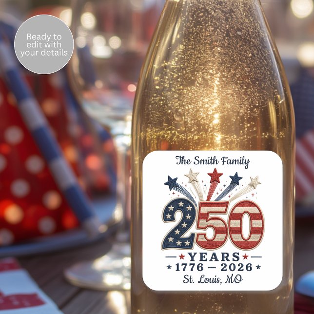 250 Years America Anniversary Celebration Square Sticker (Creator Uploaded)