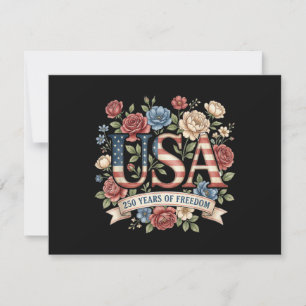 250 Years America Anniversary Flowers USA 250th Bi Invitation