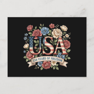 250 Years America Anniversary Flowers USA 250th Bi Postcard