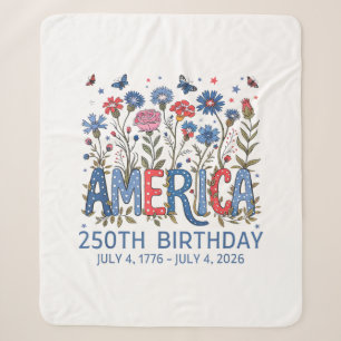 250 Years America Anniversary USA 250th Birthday F Sherpa Blanket