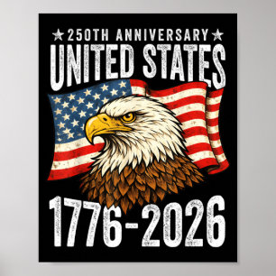 250 Years America Anniversary USA 250th Birthday Poster