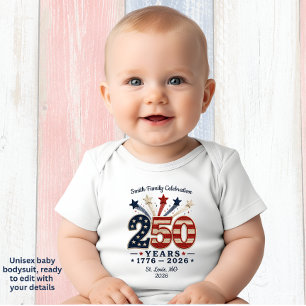 250 Years America Birthday Baby Bodysuit