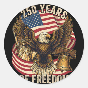 250 Years American 1776-2026 250th Birthday 250th Classic Round Sticker