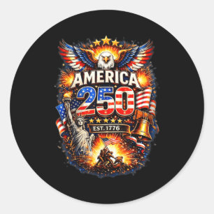 250 years american 1776 2026 250th usa birthday 4t classic round sticker