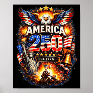 250 years american 1776 2026 250th usa birthday 4t poster
