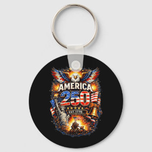 250 Years American 1776 2026 250th USA Birthday Key Ring