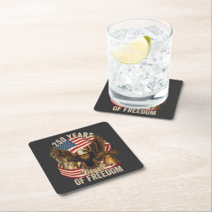 250 Years American 1776-2026 Square Paper Coaster