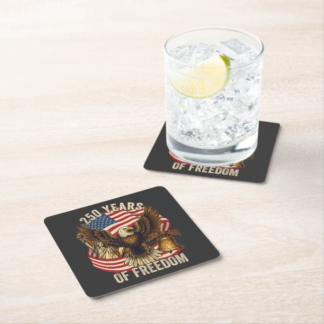 250 Years American 1776-2026 Square Paper Coaster (Insitu)