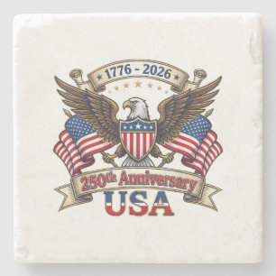 250 Years American 250th 4th of July Anniversary 1 Stone Coaster