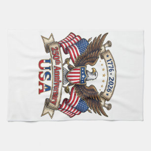 250 Years American 250th 4th of July Anniversary 1 Tea Towel