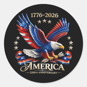250 Years American 250th 4th of July Anniversary Classic Round Sticker