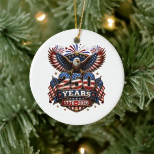 250 Years American 250th Anniversary 4th of July Ceramic Tree Decoration